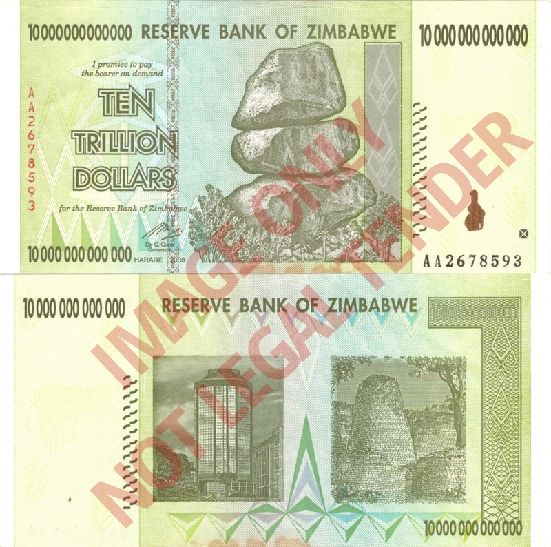 Zimbabwe Z$10 Trillion 2008 Banknote [AA2678593]
